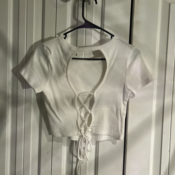 Wild Fable White Ribbed Crop Top - Picture 2 of 3